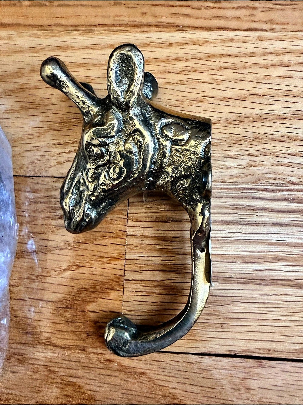 Vintage 93 set of 2 Vintage Brass Giraffe Wall Hook Coat Towel Hook Animal Safar